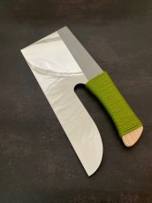 画像2: 鳳皇琳　 蕎麦包丁　３３０ｍｍ　　ステン特殊全鋼　桐板付き　若草紐巻 (2)