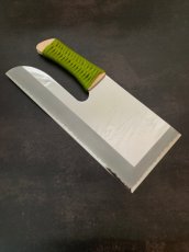 画像3: 鳳皇琳　 蕎麦包丁　３３０ｍｍ　　ステン特殊全鋼　桐板付き　若草紐巻 (3)