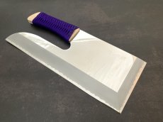 画像1: 鳳皇琳　 蕎麦包丁　３３０ｍｍ　　ステン特殊全鋼　桐板付き　紫紐巻 (1)