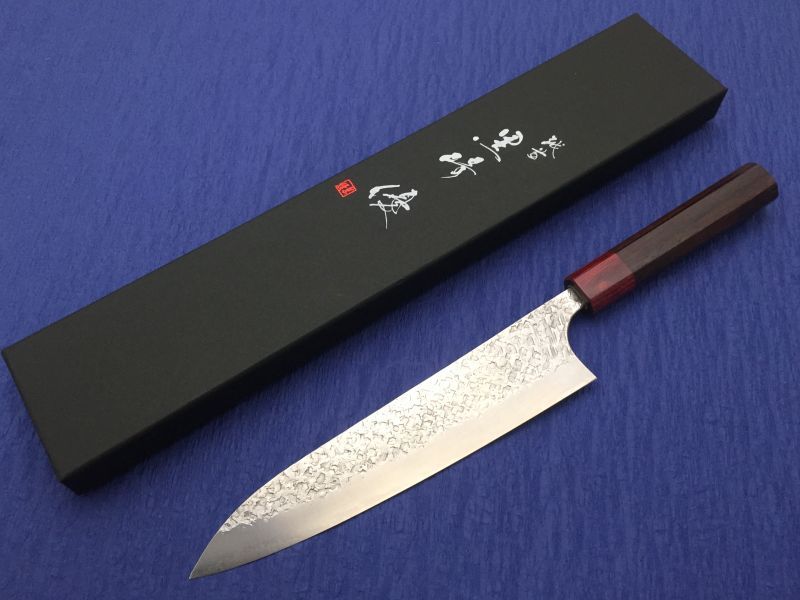 包丁黒崎優　「閃光・鋭」牛刀 210mm 紫檀八角柄赤桂　Yu Kurosaki