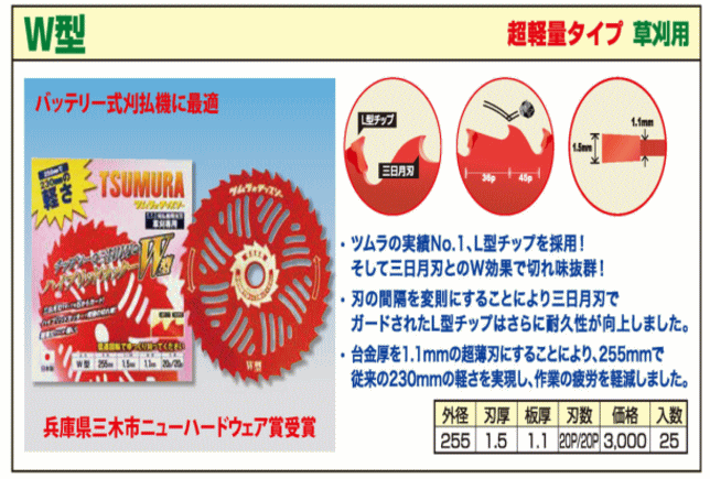 10枚セット日本製 ツムラ 刈払機用 チップソー F型ハイパー 外径(230mm・36P) 草刈機用 刈刃 替刃 - 1