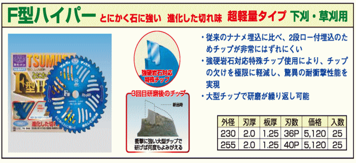 SALE／65%OFF】 ツムラ F型ハイパー 255mm 40P 10インチ チップソー 刈払機用 刈払機用刈刃 山林 下刈り 草刈り 草刈りチップソー  刈り払い機 刈払い機 刈払機 替刃 替え刃 交換 草刈り機 よく切れる刃 草刈機 竹 笹 雑木 ガーデニング 農業 角鳩印 草取り 道具 ...